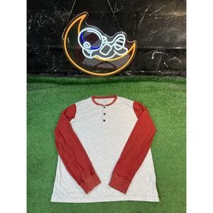 American Eagle‎ Men's Size M Vintage Fit Gray Henley Raglan Shirt Long Sleeve